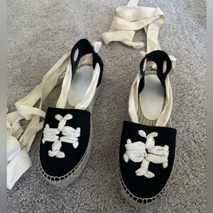 Tory Burch Double T Lace Up Espadrille